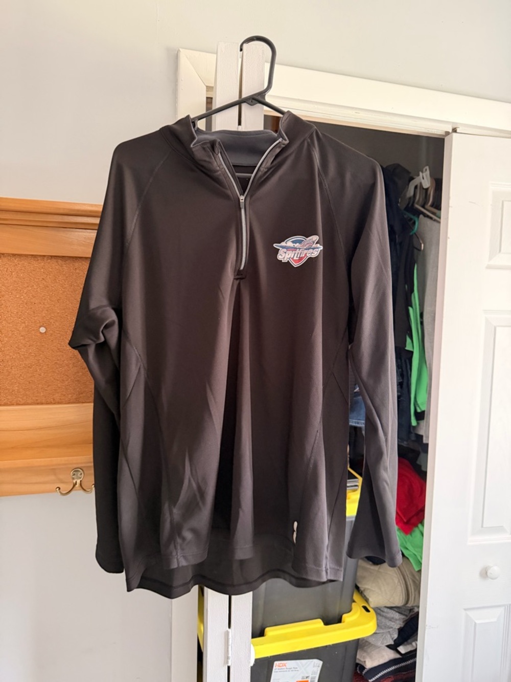 Black Quarter-Zip Pullover Sweater with Chest Logo